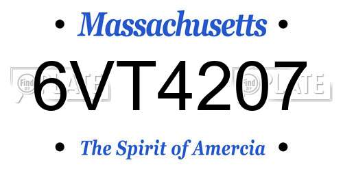 6VT4207 Massachusetts License Plate