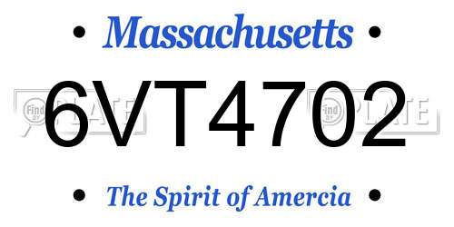6VT4702 Massachusetts License Plate