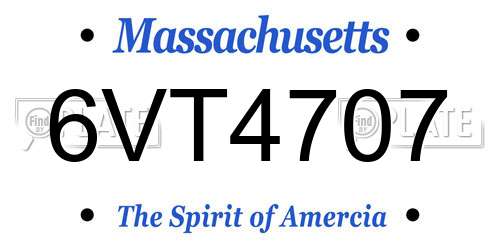 6VT4707 Massachusetts License Plate