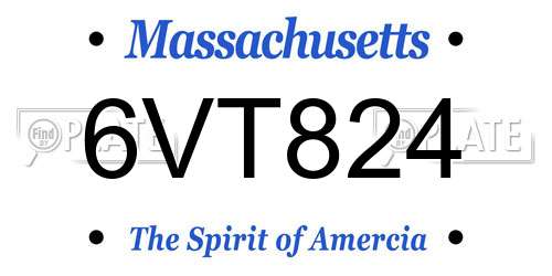 6VT824 Massachusetts License Plate