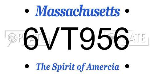 6VT956 Massachusetts License Plate