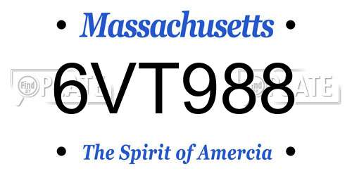 6VT988 Massachusetts License Plate