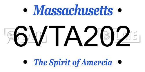 6VTA202 Massachusetts License Plate