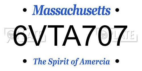 6VTA707 Massachusetts License Plate