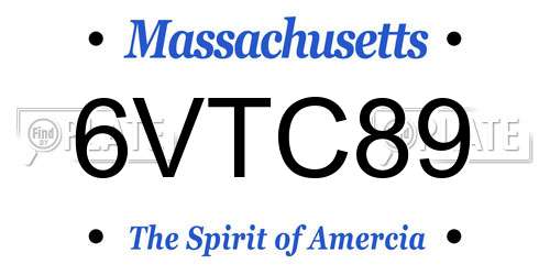 6VTC89 Massachusetts License Plate