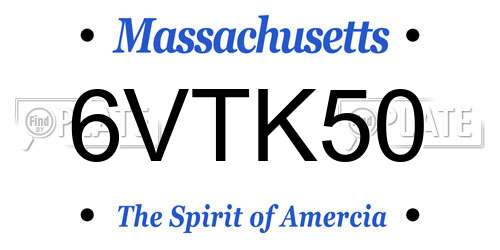 6VTK50 Massachusetts License Plate