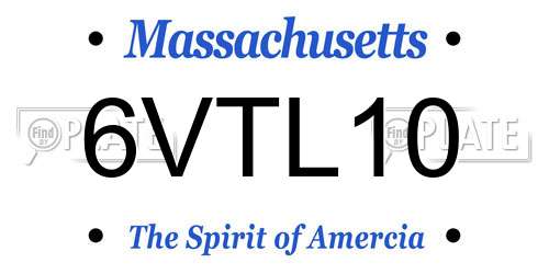 6VTL10 Massachusetts License Plate