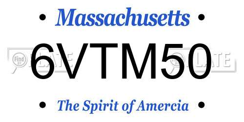 6VTM50 Massachusetts License Plate