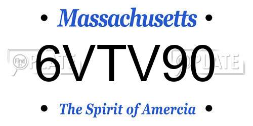6VTV90 Massachusetts License Plate