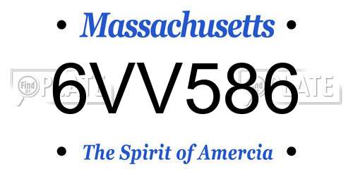 6VV586 Massachusetts License Plate