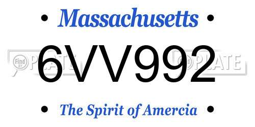 6VV992 Massachusetts License Plate