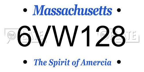 6VW128 Massachusetts License Plate