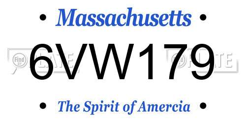 6VW179 Massachusetts License Plate