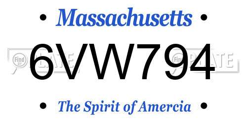 6VW794 Massachusetts License Plate