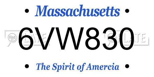 6VW830 Massachusetts License Plate