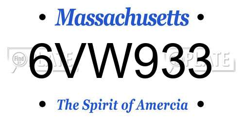 6VW933 Massachusetts License Plate