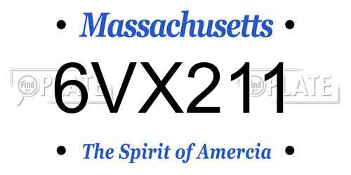 6VX211 Massachusetts License Plate