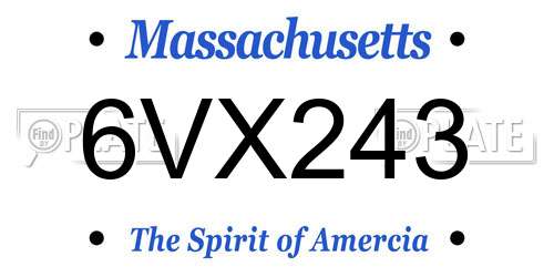 6VX243 Massachusetts License Plate