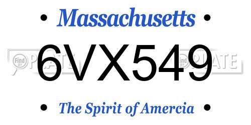 6VX549 Massachusetts License Plate
