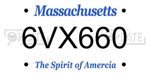 6VX660 Massachusetts License Plate