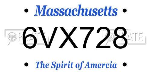 6VX728 Massachusetts License Plate