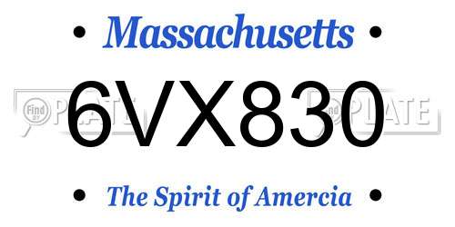6VX830 Massachusetts License Plate