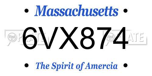 6VX874 Massachusetts License Plate