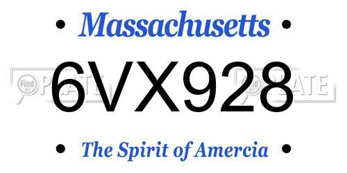 6VX928 Massachusetts License Plate