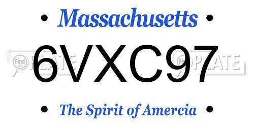 6VXC97 Massachusetts License Plate