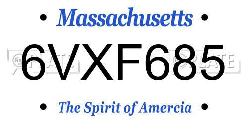 6VXF685 Massachusetts License Plate