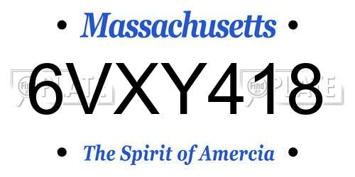 6VXY418 Massachusetts License Plate