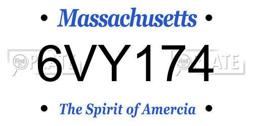 6VY174 Massachusetts License Plate