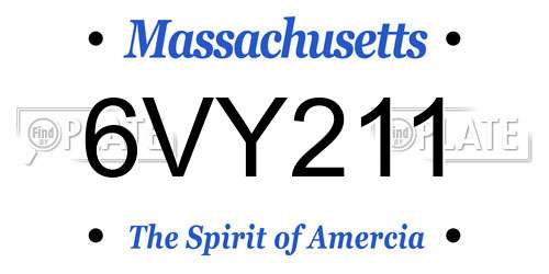 6VY211 Massachusetts License Plate