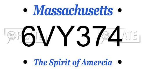 6VY374 Massachusetts License Plate