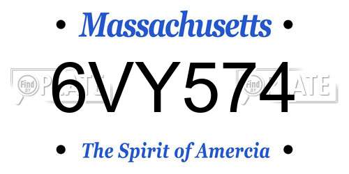 6VY574 Massachusetts License Plate