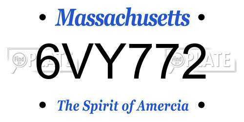 6VY772 Massachusetts License Plate