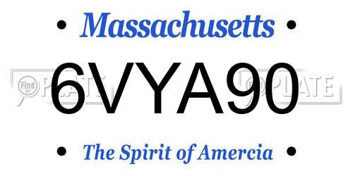 6VYA90 Massachusetts License Plate