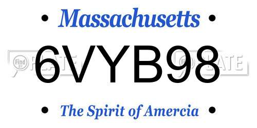 6VYB98 Massachusetts License Plate