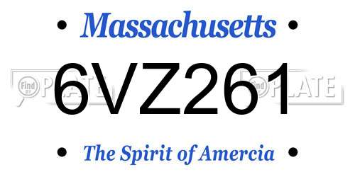 6VZ261 Massachusetts License Plate