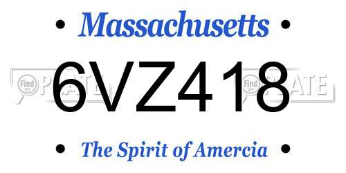 6VZ418 Massachusetts License Plate