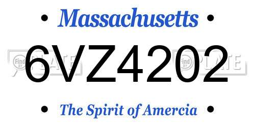 6VZ4202 Massachusetts License Plate