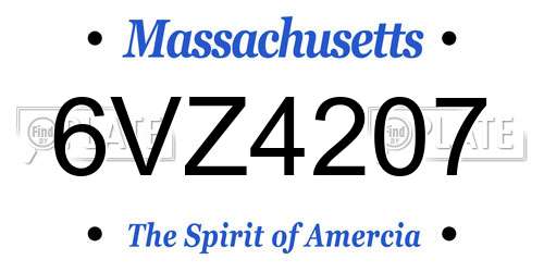 6VZ4207 Massachusetts License Plate