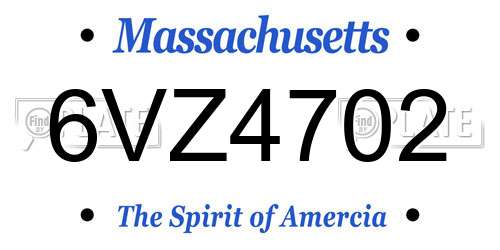 6VZ4702 Massachusetts License Plate