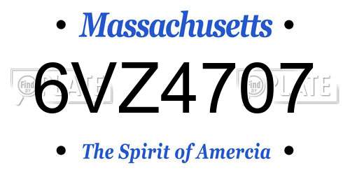 6VZ4707 Massachusetts License Plate