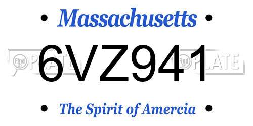 6VZ941 Massachusetts License Plate