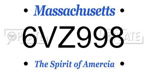 6VZ998 Massachusetts License Plate