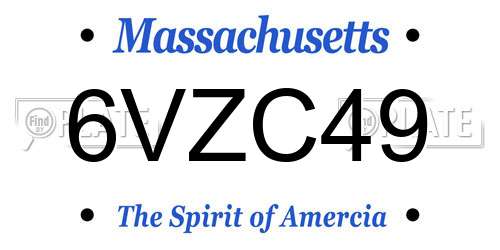 6VZC49 Massachusetts License Plate