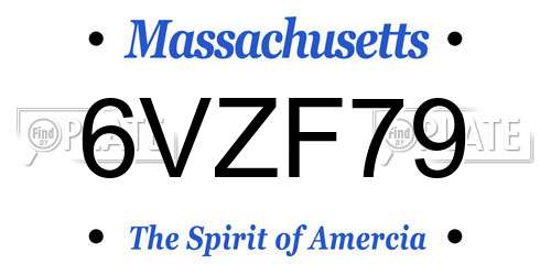 6VZF79 Massachusetts License Plate