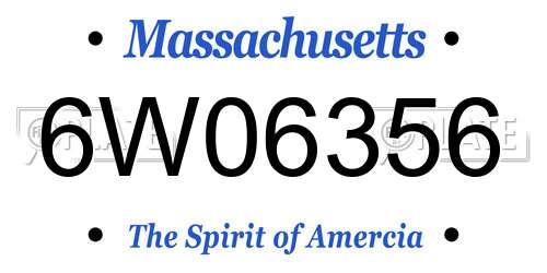 6W06356 Massachusetts License Plate