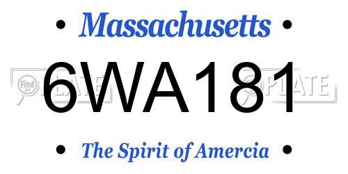 6WA181 Massachusetts License Plate